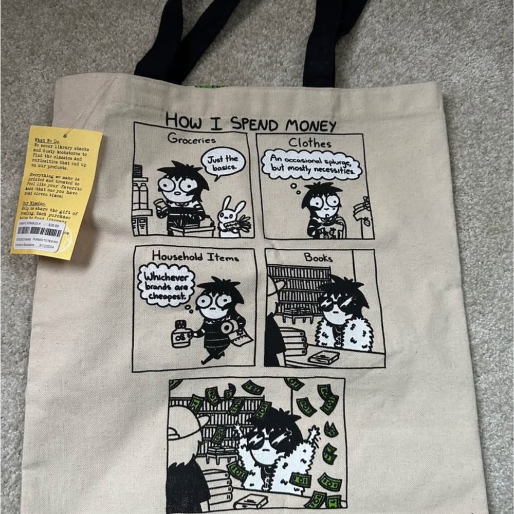 Sarah Scribbles Book Lover Canvas Tote Bag